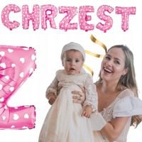 balony balon na chrzest napis róż dziewczynka