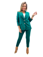 ELEGANCKI TALIOWANY GARNITUR DAMSKI NA PODSZEWCE 48 TURKUS