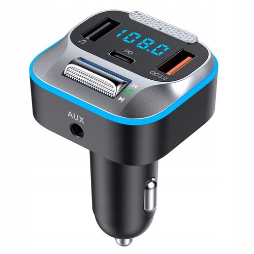 TRANSMITER ŁADOWARKA SAMOCHODOWA BLUETOOTH FM AUX JACK SAMOCHODOWY USB C na Arena.pl