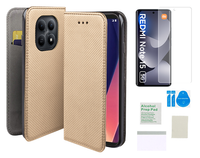 Etui z klapką do XIAOMI REDMI NOTE 15 5G obudowa złoty + folia ochronna TPU