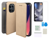 Etui z klapką do XIAOMI REDMI NOTE 15 5G obudowa złoty + folia ochronna TPU