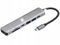 Kabel adapter Tracer A-2, USB Type-C czytnik kart HDMI 4K USB 3.0 PDW 60W