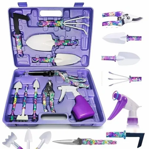 Walizka Narzędzi Ogrodniczych dla Kobiet - Zestaw 10 Elementów fioletowe na Arena.pl