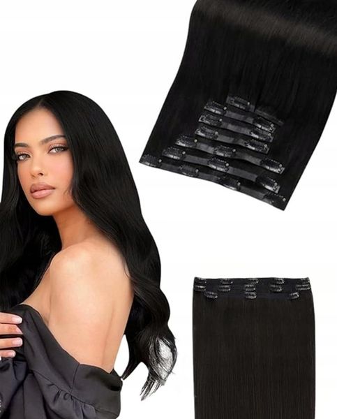 DOCZEPIANE WŁOSY Clip In Jak Naturalne Dopinki Proste Długie 6 Taśm 60 cm zdjęcie 13
