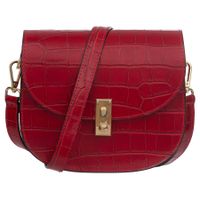 VERA PELLE torebka damska skórzana listonoszka kroko z paskiem V722 bordowa