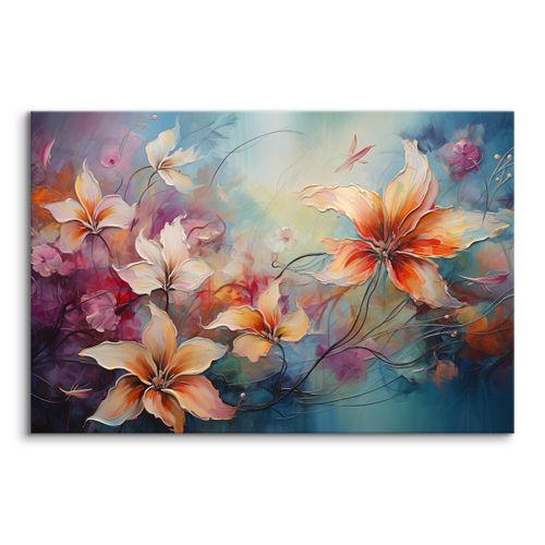 Obraz Na Płótnie Malowane Dzikie Kwiaty Abstrakcja Do Sypialni 40cm x 30cm na Arena.pl