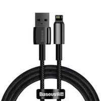 przewód kabel w oplocie do iphone usb - lightning 1m - cały czarny