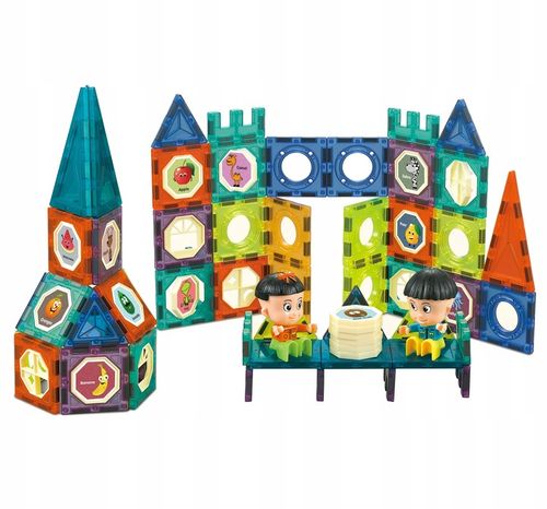 DUŻE KLOCKI MAGNETYCZNE KONSTRUKCYJNE 3D PANELE UKŁADANKA 98 el. WOOPIE na Arena.pl