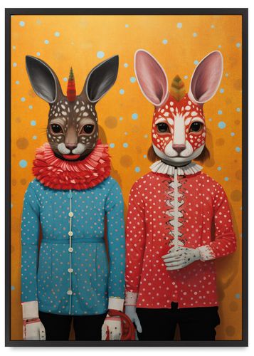 Plakat portret cyrkowy duet 21x30 cm w czarnej ramie na Arena.pl