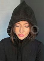 CZAPKA KAPTUR GOLF KOMINIARKA UNISEKS MIĘKKI CIEPŁY MODNY CZARNY 2991