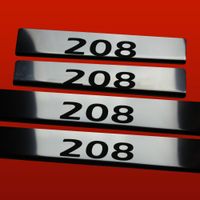 Listwa progowa PEUGEOT 208 Stal nierdzewna 304 połysk z czarnymi literami