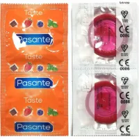 pasante strawberry 144 szt. - prezerwatywy smakowe truskawkowe, czerwone