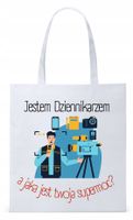 Dla Dziennikarza Prezent Torba Eco Biała Shopper Z Nadrukiem Ze Zdjęciem
