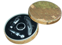 Zestaw do Wina Okrągły Mapa Zatyczka + Korkociąg + Nalewak + Pierścień