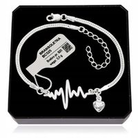 Bransoletka srebrna linia życia rytm EKG serca