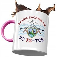Kubek Różowy Na Urodziny 75 75Te 75-Te Prezent Z Nadrukiem Ze Zdjęciem