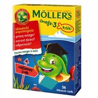 Moller's Omega-3 Żelki Rybki Dla Dzieci Malinowe, 36 szt. Tran