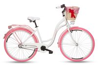 Damski rower miejski Goetze Style 28 3b + kosz / Biało-różowy