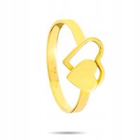 Złoty pierścionek z dwoma sercami - pr. 585