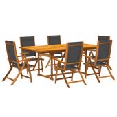 7-cz. zestaw mebli ogrodowych, lite drewno akacjowe i textilene