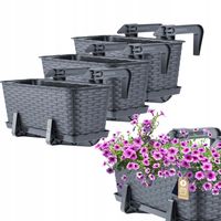 KADAX 3x Skrzynka Balkonowa Doniczka 40cm Uchwyty