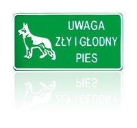 tablica 15*29cm uwaga zły i głodny pies - tab d p2