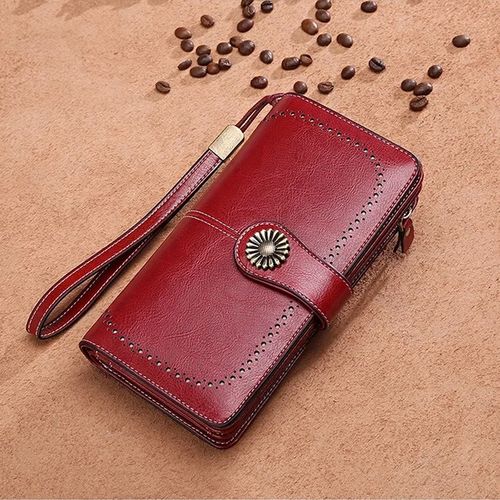 PORTFEL SKÓRZANY DAMSKI CZERWONY RFID ELEGANCKI FUNKCJONALNY POJEMNY na Arena.pl