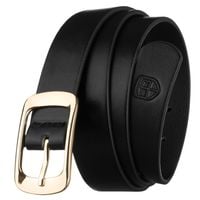 czarny, wąski pasek damski ze skóry ekologicznej - peterson 105