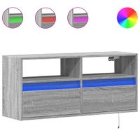 Ścienna szafka TV z LED, szary dąb sonoma, 100x31x45 cm