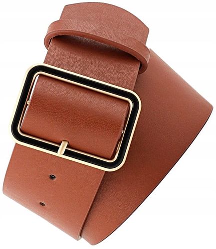 Pas Szeroki Damski Pasek Skórzany Klamra Kwadrat na Arena.pl