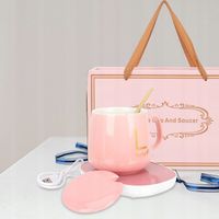 ZESTAW PREZENTOWY PODGRZEWACZ DO KAWY HERBATY KUBEK ŁYŻECZKA elegancki etui