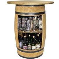 Drewniany barek na alkohol rozkładany blat drzwiczki beczka barowa