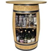 Drewniany barek na alkohol rozkładany blat drzwiczki beczka barowa