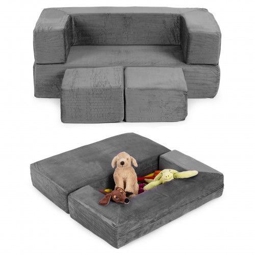 SOFA MODUŁOWA DLA DZIECI ECOTOYS Z 4 ELEMENTAMI SZARY na Arena.pl