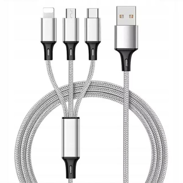 KABEL ŁADOWARKA 3w1 MICRO TYP-C do IPHONE USB-C 5A zdjęcie 2
