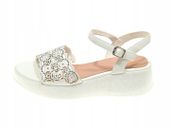 Piękne Sandałki Cyrkonie W19-7091 White r. 39