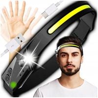 LATARKA CZOŁOWA CZOŁÓWKA LED NA GŁOWĘ LAMPKA AKUMULATOROWA COB CZUJNIK RUCH