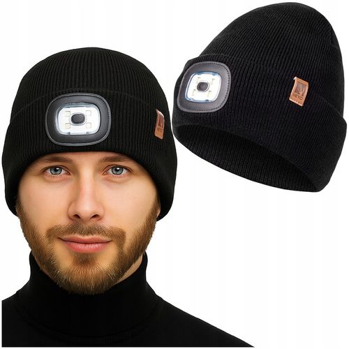 CZAPKA MĘSKA ZIMOWA ROBOCZA Z LATARKĄ LED WYWIJANA DWUWARSTWOWA na Arena.pl