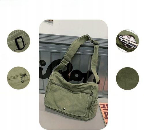 Canvas Crossbody Bag Messenger Bag dla kobiet i mężczyzn Vintage Tornister na Arena.pl