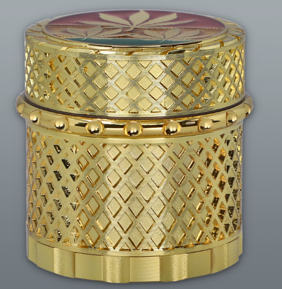 Elegancki Młynek Do Tytoniu Metalowy Złoty 4-częściowy 4,5 Cm zdjęcie 3