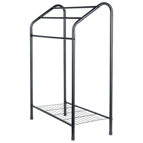 Stojak na Ręczniki Wieszak Łazienkowy Podłogowy Stojący Czarny + Półka na Arena.pl