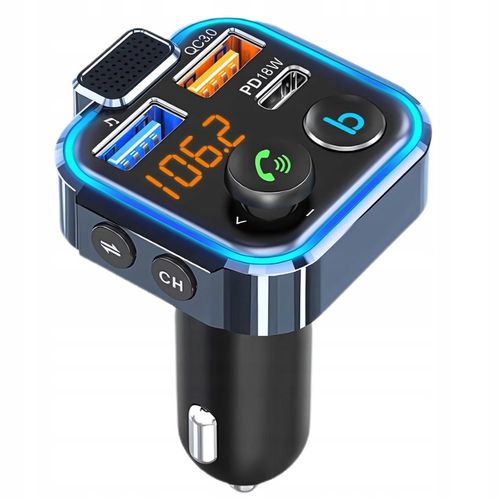 Transmiter Bluetooth do Samochodu Zestaw Głośnomówiący MP3 Ładowarka FM na Arena.pl