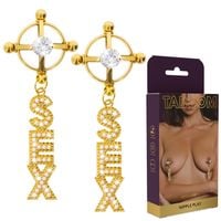 Klipsy Na Sutki Złote Z Zawieszką Sexy 17288-Gold Sexy Clamps Nipple Play