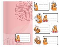 NAKLEJKI NA ZESZYT ZESZYTY NALEPKA 8szt - KAPIBARA WIELE WZORÓW + GRATIS