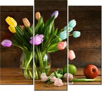 90 80CM OBRAZ T3 ELEM KOLOROWE TULIPANY DRUK ŚCIENNY