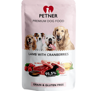 PETNER mokra karma psa JAGNIĘCINA ŻURAWINA 95% mięso podroby saszetka 500g