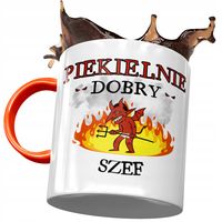 Kubek Pomarańczowy Dla Szefa Piekielnie Dobry Z Nadrukiem Ze Zdjęciem