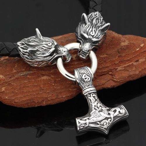 NASZYJNIK Srebrny Męski MŁOT THORA Wilki GRUBY 356 na Arena.pl