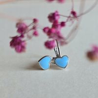 Kolczyki srebrne dla dziewczynki 925 serduszka niebieskie pudełko gratis