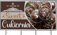 BANER REKLAMOWY 100x50cm plandeka dużo wzorów CUKIERNIA TWOJA NAZWA